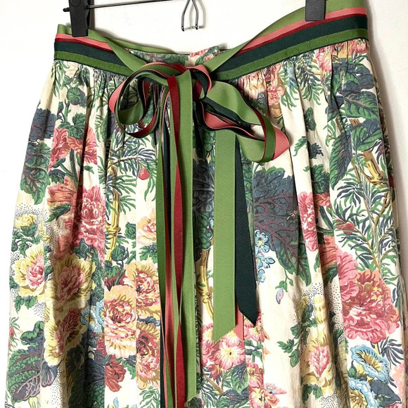 Vintage 50s Ribbon Belt Circle Skirt Lisieres Fleuries Paul Dumas Floral Large - Picture 8 of 10